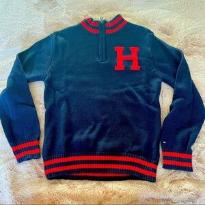 Tommy Hilfiger kids quarter zip knit pullover red and blue